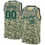 Custom Personalized 3D Pattern Green-Royal Dollar Basketball Jersey with Name and Number Personalized Cream Green-Royal 3D