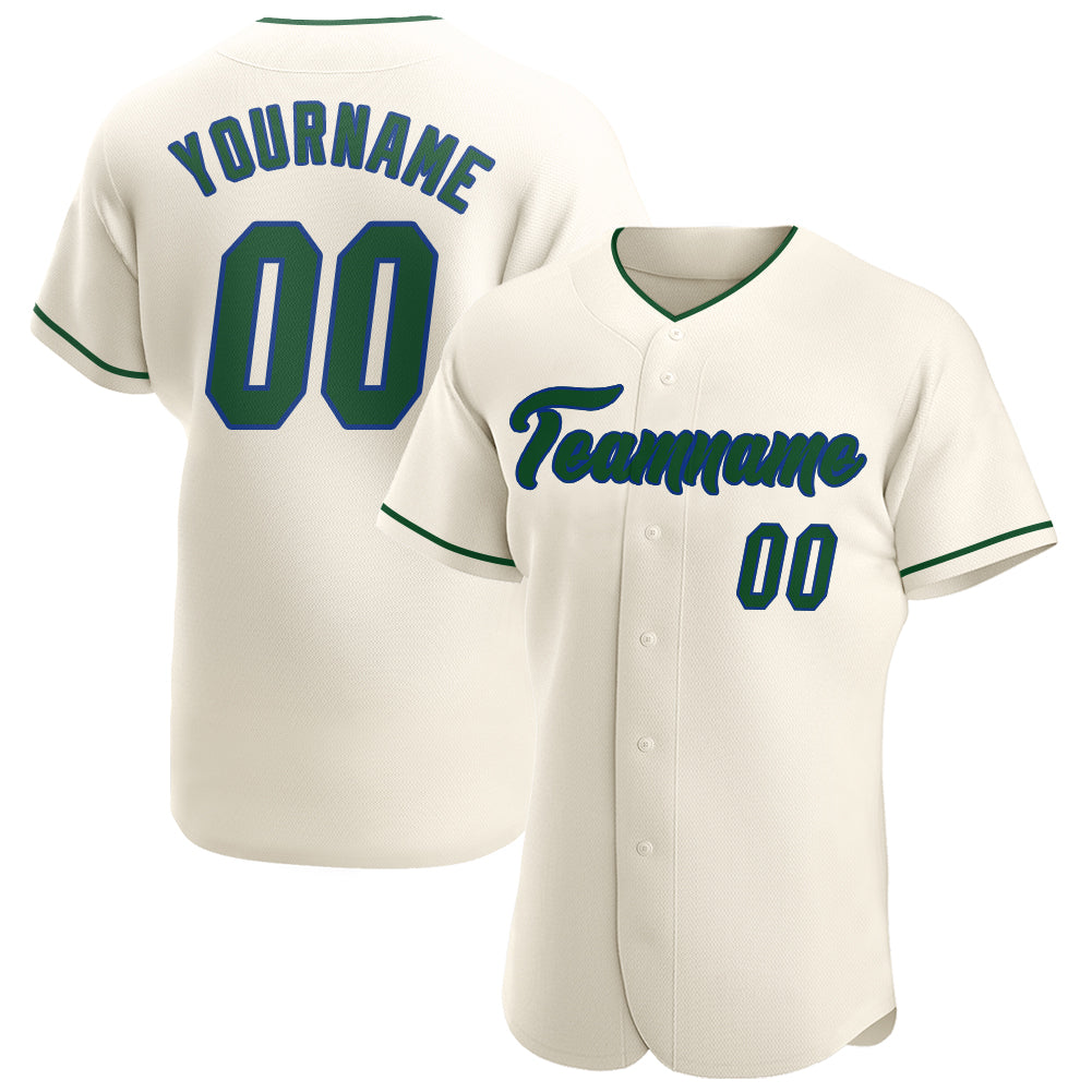 Custom Name and Number Green-Royal Baseball Jersey - Personalized Authentic Team Jersey Personalized Cream Green-Royal Authentic