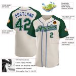 Custom Name and Number Baseball Jersey - Personalized Green-Royal Authentic Raglan Sleeves Team Jersey Personalized Cream