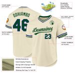 Custom Name and Number Authentic Throwback Baseball Jersey in Cream Green-Royal - Personalized Team Gear Personalized Cream
