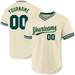 Custom Name and Number Authentic Throwback Baseball Jersey in Cream Green-Royal - Personalized Team Gear Personalized Cream