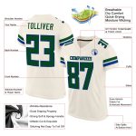 Custom Cream Green-Royal Football Jersey - Personalized Mesh Sports Apparel Personalized Cream Green-Royal Mesh Football