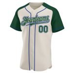 Personalized Cream Green Royal Baseball Jersey with Raglan Sleeves Personalized Cream Green-Royal Raglan Sleeves Baseball