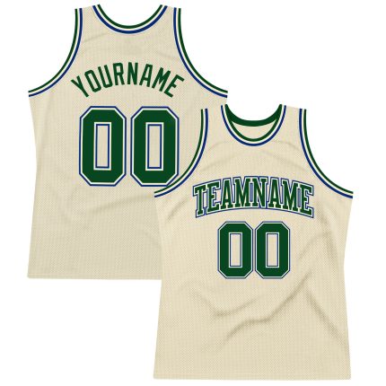 Custom Cream Green-Royal Throwback Basketball Jersey - Personalize Your Style Personalized Cream Green-Royal Throwback Basketball