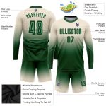 Custom Name and Number Personalized Cream Green Soccer Jersey for Teams - Long Sleeve Fade Fashion Uniform Personalized Cream