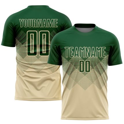 Personalized Cream Green Soccer Jersey - Custom Sublimation Uniform for Team Sports Personalized Cream Green Sublimation