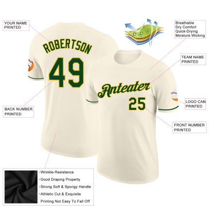 Custom Green Yellow Performance T-Shirt for Men and Women - Personalized Athletic Tee Personalized Cream Green-Yellow Performance