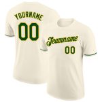 Custom Name and Number Personalized Performance T-Shirt in Cream Green-Yellow Personalized Cream Green-Yellow Performance