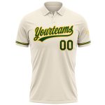 Personalized Cream Green Yellow Golf Polo Shirt - Performance Vapor Design Personalized Cream Green-Yellow Performance Vapor