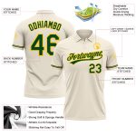 Custom Name and Number Personalized Cream Green-Yellow Vapor Golf Polo Shirt Performance Personalized Cream Green-Yellow