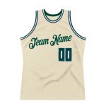 Custom Name Number Authentic Throwback Basketball Jersey Personalized Cream Hunter Green-Royal Team Jersey Personalized Cream