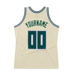 Custom Name Number Authentic Throwback Basketball Jersey Personalized Cream Hunter Green-Royal Team Jersey Personalized Cream