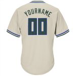 Custom Baseball Jersey Shirt with Personalized Name and Number in Cream and Hunter Green-Royal Rib-Knit Throwback Style Personalized