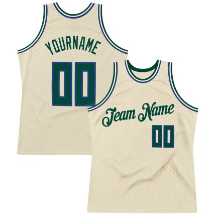 Personalized Hunter Green Royal Basketball Jersey for Throwback Fans - Custom Cream Apparel Personalized Cream Hunter Green-Royal