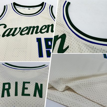 Personalized Hunter Green Royal Basketball Jersey for Throwback Fans - Custom Cream Apparel Personalized Cream Hunter Green-Royal