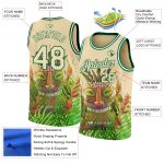 Personalized Tropical Hawaii Basketball Jersey - Cream Kelly Green 3D Cartoon Design Personalized Cream Kelly Green 3D Cartoon