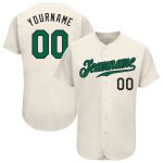 Personalized Kelly Green Black Baseball Jersey for Men and Women Personalized Cream Kelly Green-Black Baseball Jersey