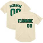 Personalized Cream Black Green Mesh Throwback Baseball Jersey Authentics Personalized Cream Kelly Green-Black Mesh Authentic