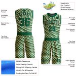 Custom Name and Number Basketball Jersey for Team in Cream Kelly Green-Black Triangle Shapes Round Neck Sublimation Suit
