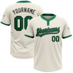 Personalized Cream Kelly Green Black Two-Button Unisex Softball Jersey for Custom Team Wear Personalized Cream Kelly Green-Black