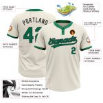 Personalized Custom Name and Number Softball Jersey - Cream Kelly Green-Black Unisex Two-Button Design Personalized Cream