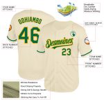 Personalized Kelly Green Gold Baseball Jersey - Cream Mesh Throwback Style Personalized Cream Kelly Green-Gold Mesh Throwback