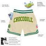 Personalized Kelly Green-Gold Throwback Basketball Shorts for Men and Women Personalized Cream Kelly Green-Gold Throwback