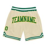 Personalized Kelly Green-Gold Throwback Basketball Shorts for Men and Women Personalized Cream Kelly Green-Gold Throwback