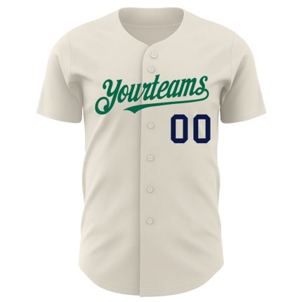 Custom Name and Number Personalized Baseball Jersey in Cream, Kelly Green, and Navy - Authentic Team Jersey Personalized