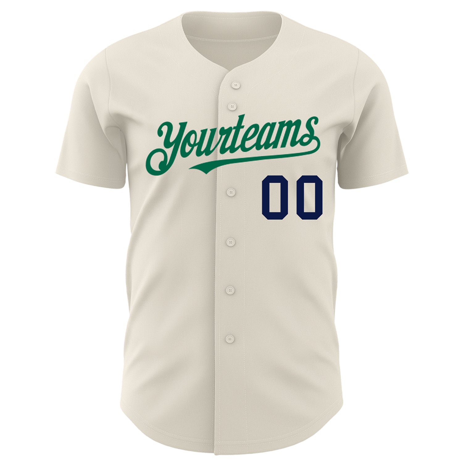 Personalized Cream Kelly Green-Navy Authentic Baseball Jersey Team Custom Name and Number Custom Name and Number Personalized Baseball Jersey in Cream, Kelly Green, and Navy - Authentic Team Jersey Personalized - Image 2
