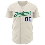 Personalized Green Navy Baseball Jersey for Fans and Players - Custom Cream Jersey Personalized Cream Kelly Green-Navy Baseball