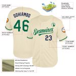 Personalized Kelly Green Navy Throwback Baseball Jersey - Cream Mesh Design Personalized Cream Kelly Green-Navy Mesh Throwback