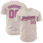 Custom Name and Number Personalized Baseball Jersey in Cream, Kelly Green, Pink Pinstripe - Authentic Design Personalized