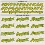 Custom Name and Number Unisex Softball Jersey in Cream Kelly Green Pinstripe with Gold Two-Button Design Personalized Cream