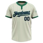 Custom Softball Jersey - Navy Two-Button Unisex Cream Kelly Green Pinstripe Personalized Cream Kelly Green Pinstripe Navy
