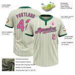Personalized Cream Kelly Green Pinstripe Softball Jersey Unisex Two-Button Style Personalized Cream Kelly Green Pinstripe
