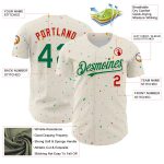 Personalized 3D Confetti Baseball Jersey in Cream Kelly Green and Red Personalized Cream Kelly Green-Red 3D Confetti Baseball