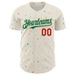 Personalized 3D Confetti Baseball Jersey in Cream Kelly Green and Red Personalized Cream Kelly Green-Red 3D Confetti Baseball