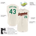 Custom Name and Number Personalized Sleeveless Baseball Jersey in Cream Kelly Green and Red Personalized Cream Kelly Green-Red