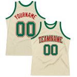 Custom Personalized Basketball Jersey with Name and Number in Cream Kelly Green and Red - Authentic Throwback Style Personalized