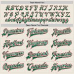 Custom Name and Number Varsity Letterman Jacket Two Tone Cream Kelly Green Red Bomber Personalized Cream Kelly Green-Red