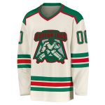 Personalized Hockey Jersey in Cream, Kelly Green, and Red - Customizable Team Apparel Personalized Cream Kelly Green-Red
