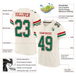 Custom Name Number Personalized Football Jersey Kelly Green Red Mesh Authentic Personalized Cream Kelly Green-Red Mesh Authentic
