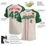 Personalized Cream Green Red Baseball Jersey with Raglan Sleeves Personalized Cream Kelly Green-Red Raglan Sleeves Baseball