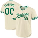 Custom Name Number Kelly Green White Personalized Throwback Baseball Jersey Authentic Personalized Cream Kelly Green-White