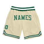 Custom Name and Number Personalized Authentic Basketball Shorts in Cream Kelly Green and White Personalized Cream Kelly Green-White