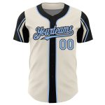 Custom Name Number Authentic Baseball Jersey in Cream Light Blue Black - Personalized Team Colors Personalized Cream Light