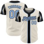 Custom Name Number Authentic Baseball Jersey in Cream Light Blue Black - Personalized Team Colors Personalized Cream Light