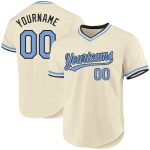 Custom Name and Number Personalized Baseball Jersey - Light Blue and Black Authentic Throwback Style Personalized Cream Light