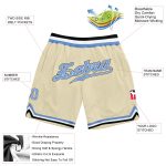 Custom Name Number Personalized Basketball Shorts Cream Light Blue Black Authentic Throwback Style Personalized Cream Light